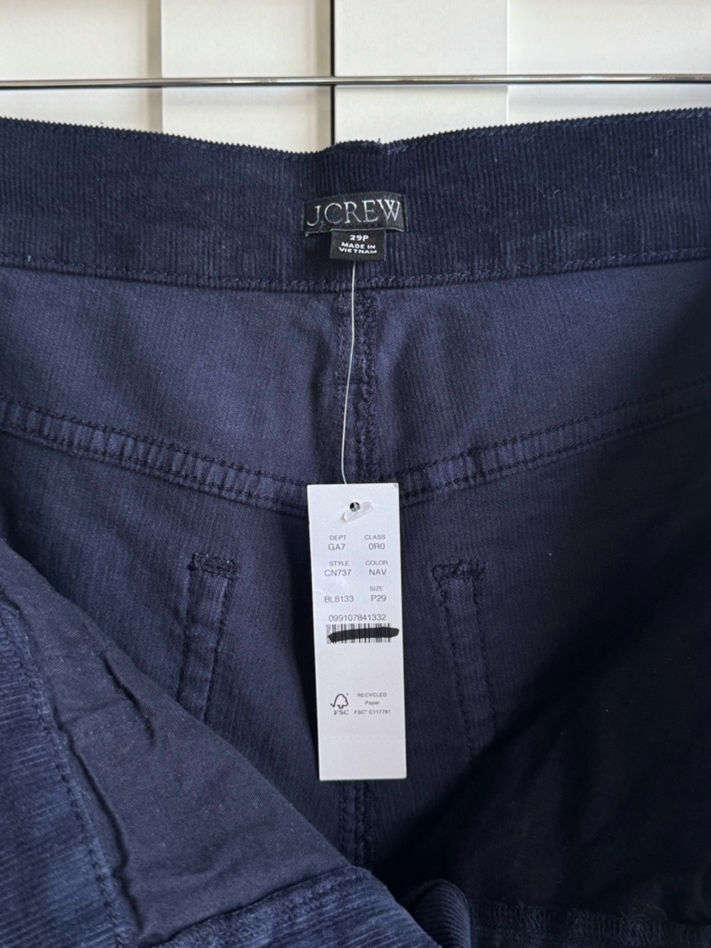 J.Crew Petite Slim-Wide Pant in Corduroy in Navy Size 29P - Picture 3 of 4